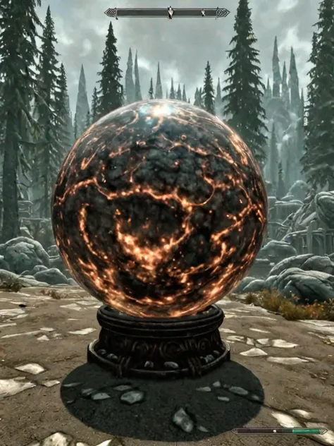 videogame screenshot, giant magical orb, style skyrim <lora:Skyrim_Style_XL>