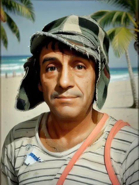Chavesdooito, tropical beach, very detailed, focus on face <lora:Chavesdooito_v1.0:1>