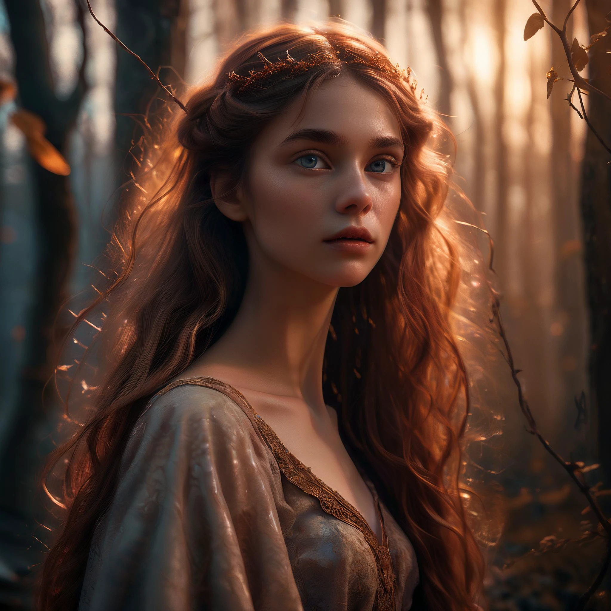 official art, unity 8k wallpaper, ultra detailed, beautiful and aesthetic, beautiful, dreamy magical atmosphere, (skin texture), (film grain), (warm hue, warm tone), cinematic light, side lighting,
In the enchanting glow of a surreal fantasy environment, a stunning 22-year-old European woman captivates with her ethereal presence. Her long wavy chestnut hair cascades gracefully, framing a face adorned with delicate features that emanate both youth and timeless beauty. Standing with an air of quiet confidence, her eyes, a mesmerizing shade of hazel, reflect the surreal surroundings, adding an extra layer of mystery to her allure. Clad in an ensemble that effortlessly combines elegance with a touch of whimsy, she embodies an otherworldly charm, blending seamlessly with the dreamlike atmosphere that surrounds her, creating a scene of unparalleled beauty and fascination.
<lora:RMSDXL_Enhance:1>,
<lora:add-detail-xl:0.8>,
<lora:RMSDXL_Darkness_Cinema:1>,