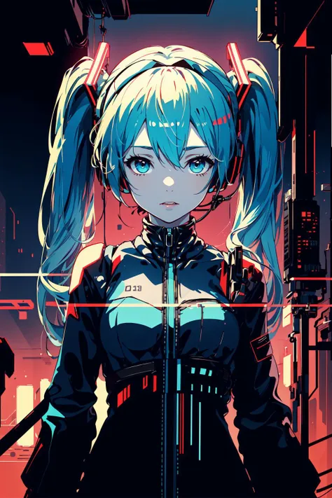 <lyco:p1ld31:1.0> p1ld3 style, hatsune miku, 1girl, masterpiece, cyberpunk,