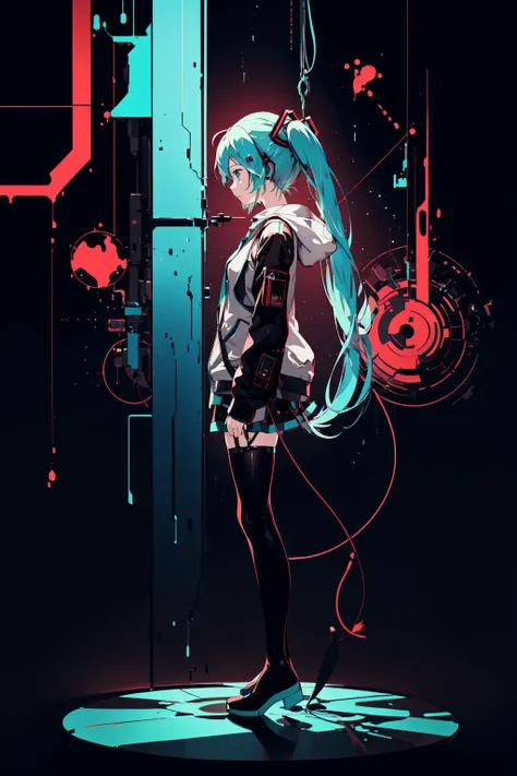 <lyco:p1ld31:0.8> p1ld3 style, hatsune miku, 1girl, masterpiece, side view, cockpilot, full body