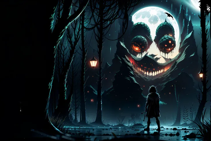 dark theme, Gothic, bats, bloody tears,fangs, ((intricate details)),( cinematic, air particles, backlight, dappled moonlight, blurry foreground) , creepy , blood , monsters , by Tim burton, action-packed,<lora:p1ld31:1.2> p1ld3 Style