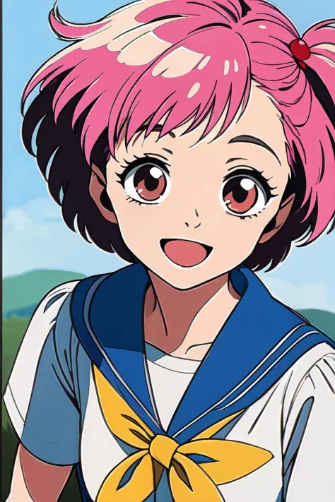 <lora:wapiko:1.2>wapiko, pink hair,:D,
(best quality, masterpiece, RAW photo,ultra-detailed:1.2), <lyco:GoodHands-beta2:1.0>,1girl,solo,looking at viewer,smile