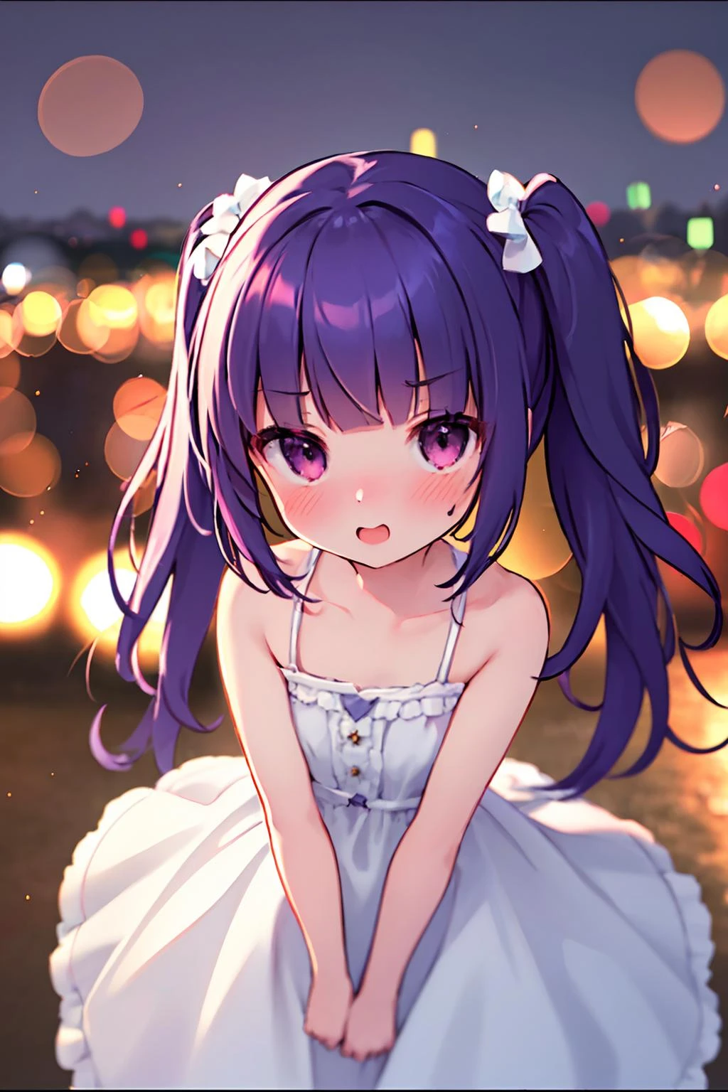 16k, highres, masterpiece, best quality,
cinematic film still,
ayaka, 1girl, solo, twintails, blunt bangs, flat chest,
talking with lover, in the urban city, white dress, from above,
(cheerfull:1.3), nose blush, heavy breathing,
<lora:Ichijou Ayaka-v1:0.8>,
shallow depth of field, vignette, highly detailed, high budget, bokeh, cinemascope, moody, epic, gorgeous,
film grain, grainy,