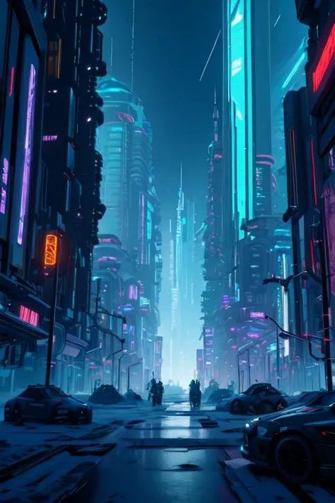 <lora:unfz3n:1> cyberpunk city in the style of unfz3n at night