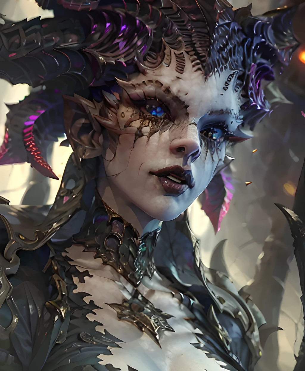 lilith, (Realistic:1.5), a head shot of a woman looking at the viewer, (beautiful face:1.2), (gorgeous eyes:1.5), vampire fangs, extreme detail, sharp image, evil, dark, moody, (close up of face:1.4), , (vibrant colors:1.2), (((intricate details:1.5))), subsurface scattering, three point lighting, edge lighting, insanely detailed shadows, ambient occlusion, textured skin, lewd, lewd clothing, masterpiece, best quality, ultra-detailed, texture, looking at viewer, detailed eyes, detailed face, (masterpiece:1.4),(best quality:1.4),(shiny skin), neon lights, (night:1.4), midnight, city, cyberpunk, light , clear image, (saturated colors:1.5), bloom around lights,
<lora:lilith:1>