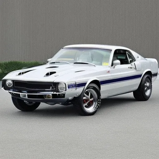 ((best quality)), <lora:69_Shelby_Mustang:1>, White Shelby Mustang