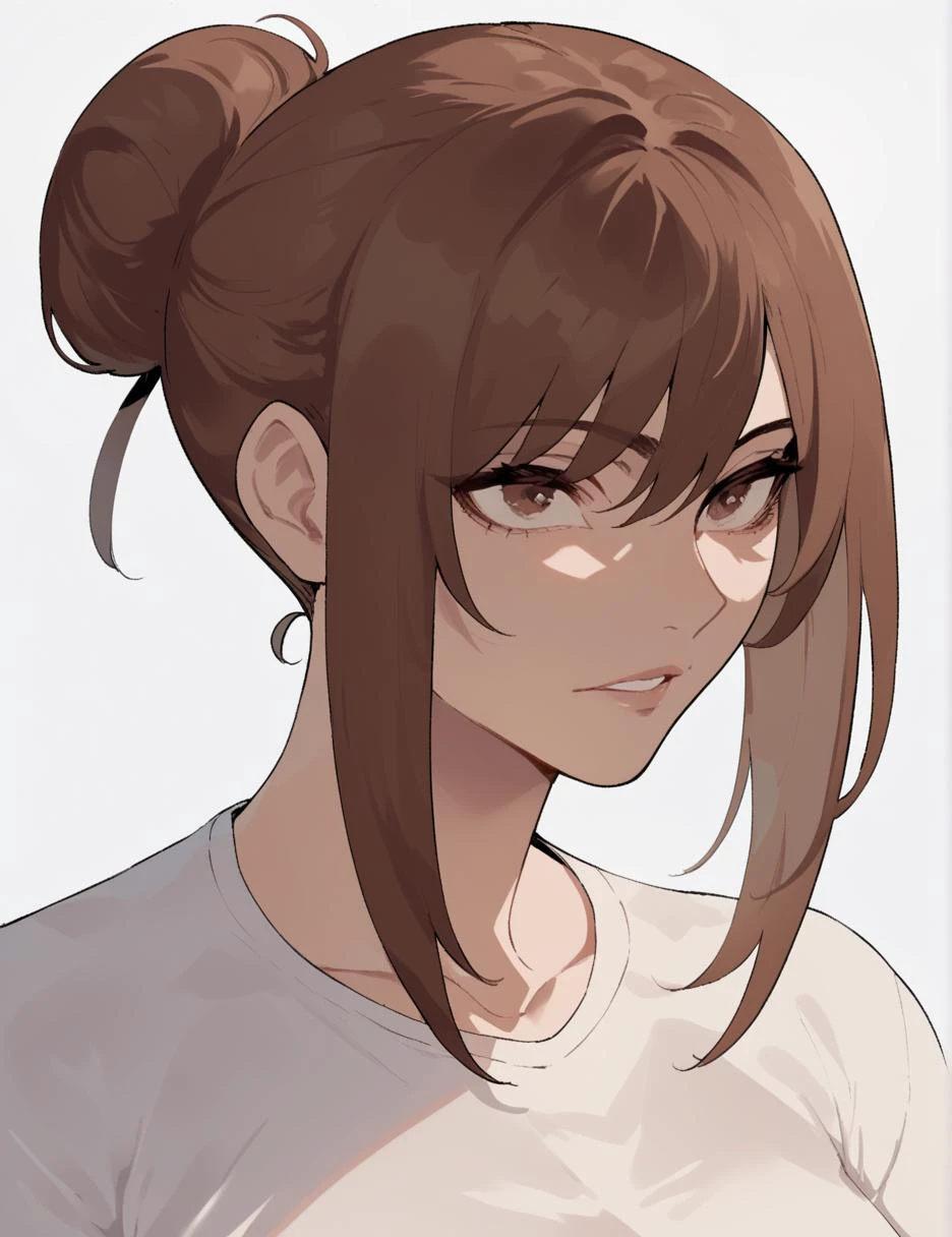 (score_9, score_7_up, score_8_up:1.1),
1girl, brown hair, hair bun, brown eyes, shirt,
<lora:Ratatata74_Style_Pony_XL:0.25>, <lora:nyantcha_sdxl_pony:0.65>,