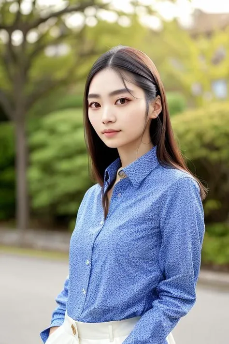 portrait photo of (RuriNobodySD15:1.0) beautiful woman button shirt depth of field bokeh bright morning light (masterpiece) (best quality) (detailed) (8k) (HDR) (wallpaper) (cinematic lighting) (sharp focus) (intricate)