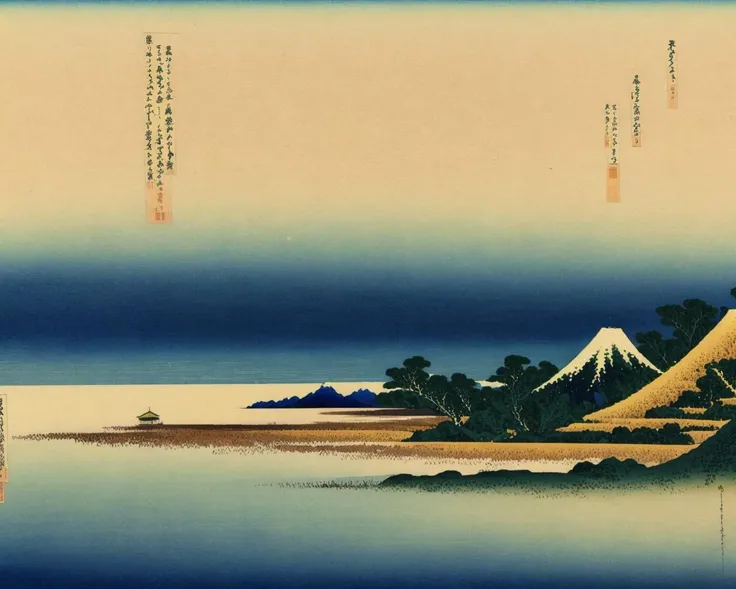 best quality,masterpiece,highly detailed,ultra-detailed, <lora:neg4all_bdsqlsz_V3.5:-1> <lora:KatsushikaHokusai:1> katsushikahokusai, è飾 åæ,mountainous horizon, scenery, no humans, trees