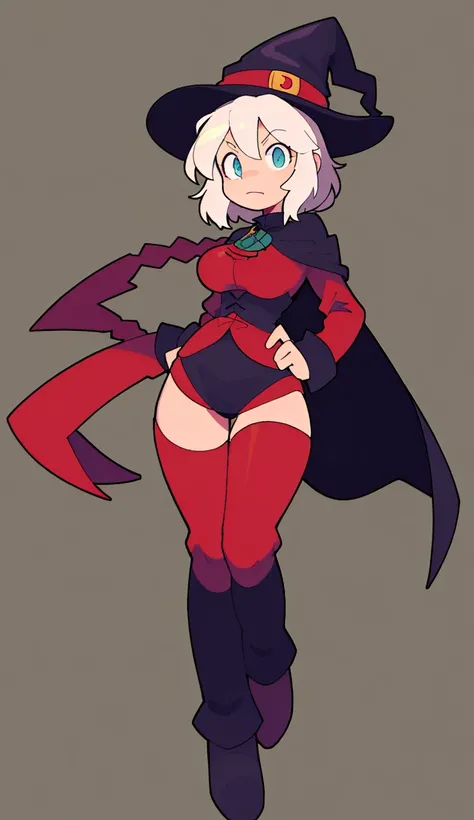 <lora:BASUN style:0.8> (((full body))), (((simple background))), character focus, solo
((white hair, witch hat, black cape, medieval outfit, haunted castle background))