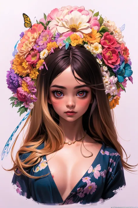 Ambilight, masterpiece, ultra-high quality,( ultra detailed original illustration),( 1girl, upper body),(( harajuku fashion)),(( flowers with human eyes, flower eyes)), double exposure, fussion of fluid abstract art, glitch,( 2d),( original illustration composition),( fusion of limited color, maximalism artstyle, geometric artstyle, butterflies, junk art) <lora:mollylittle-05:0.8>