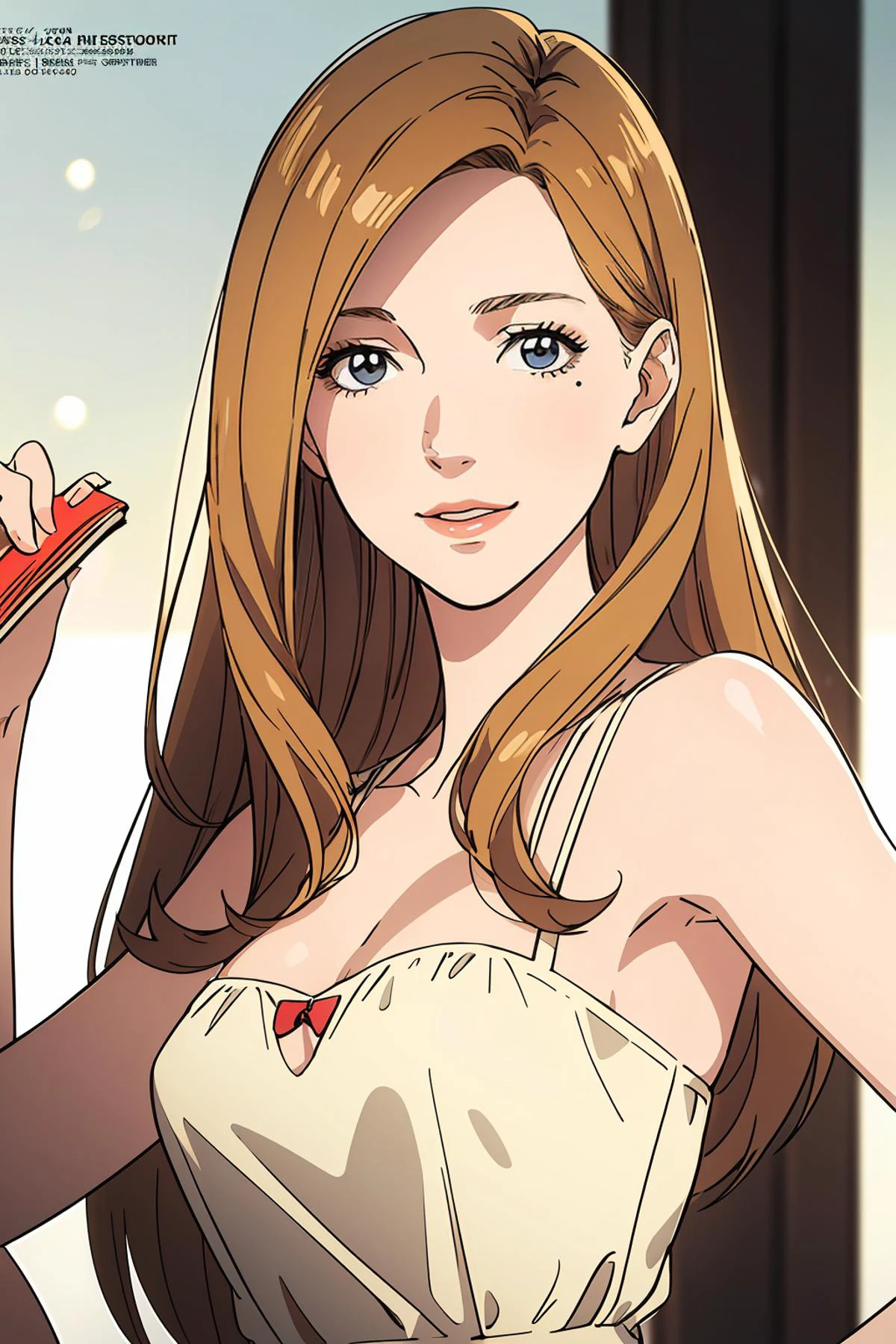 8k high quality detailed,highres,anime,comic,detailed image,
(an illustration of a age girl posing,an illustration of girl,teengirl,magazine_sheet),(magazine_illustration),
(, satouyouko,1girl,long hair,brown|blonde hair,lips,medium breasts),Warm Smile,detailed_face,
((twisted_torso):0.8),
((, ([ballgown|dirndl]::0.88),ballgown,dirndl):0.85),(,realistic clothing texture,realistic_skin_texture),<lora:SatouYouko:0.6>,<lora:edgBavarianGown:0.45>,<lora:more_details:0.2>