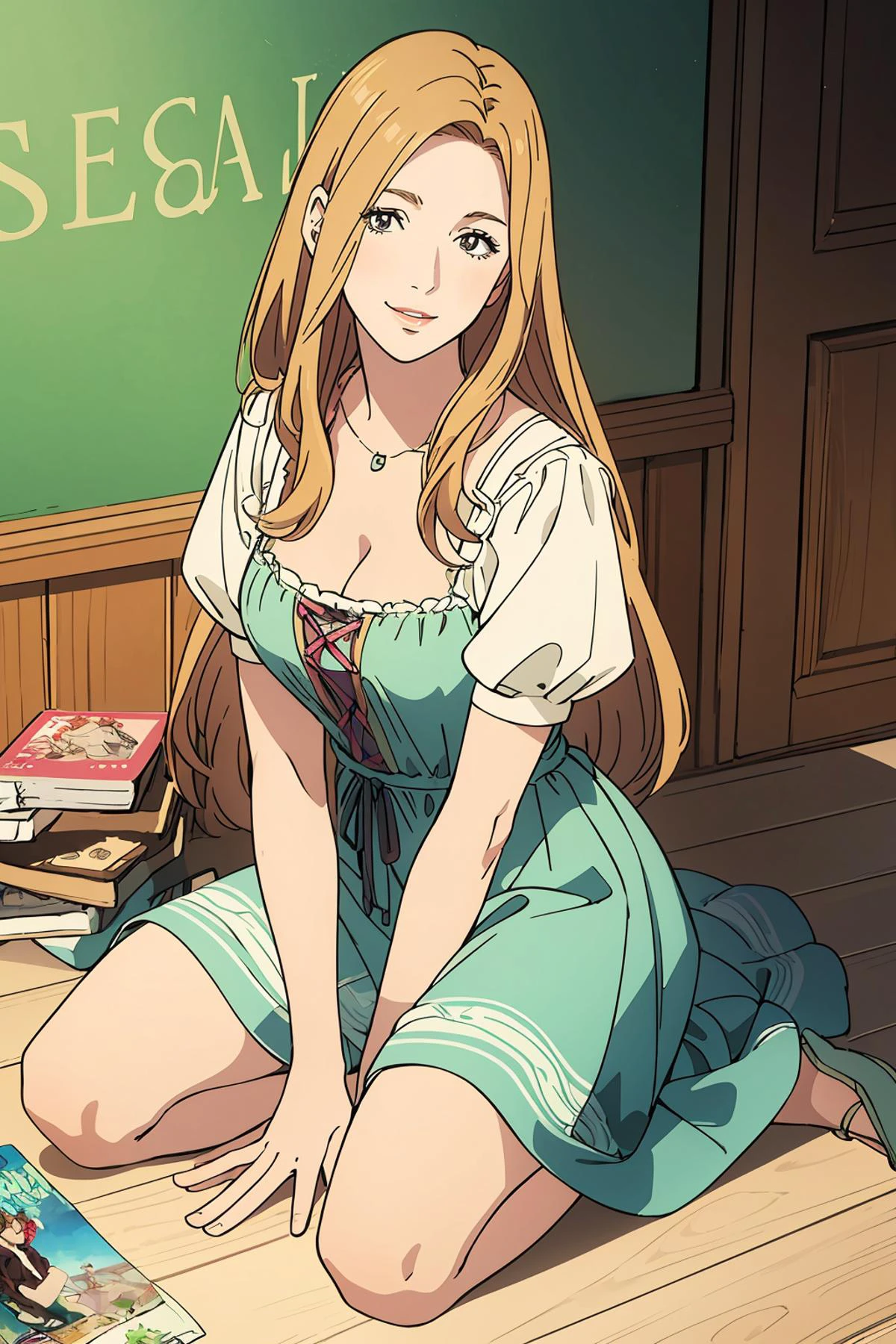 8k high quality detailed,highres,anime,comic,detailed image,
(an illustration of a age girl posing,an illustration of girl,teengirl,magazine_sheet),(magazine_illustration),
(, satouyouko,1girl,long hair,brown|blonde hair,lips,medium breasts),Warm Smile,detailed_face,
((Kneeling on one knee):0.8),
((, ([ballgown|dirndl]::0.88),ballgown,dirndl):0.85),(,realistic clothing texture,realistic_skin_texture),<lora:SatouYouko:0.6>,<lora:edgBavarianGown:0.45>,<lora:more_details:0.2>