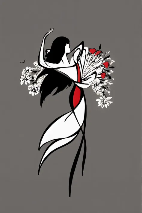 best quality,masterpiece,absurdres,Highly detailed,extreme detail description,
1girl,beautiful face,big eyes,long hair,floating hair,flower around,medium breasts,dancing,ballet,spot color,
lineart dancer,<lora:Fisher_lineart dancer æ²çº¿èè
:1>,