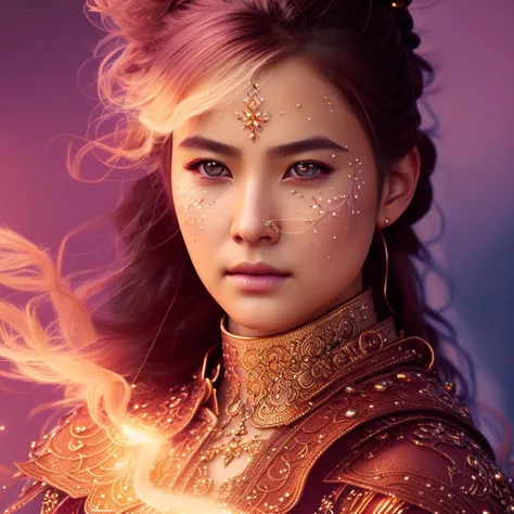 Realistic role-playing face portrait painting of a beautiful rpg champion, asian, pastel color, intricate details, fantasy, universe, intricate magical embroidery, very detail hair, very detail eyes, intense face, [elden ring|d &amp;amp; d] rpg portrait, octane render, cinematic lighting, (soft shadow:1.2), close up, depth of field