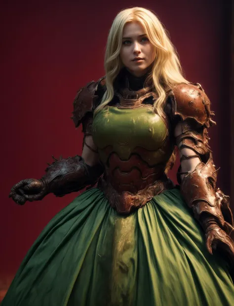 Ultra-realistic 8k CG, masterpiece, best quality, (very detailed face),masterpiece, best quality, 1girl, 20 years old, woman, colorful, (full body, wide shot), <lora:more_details:0.8> <lora:SlayerGown:0.8> ballgown,dslayer, wearing a ballgown,the only thing they fear is you, rip and tear until it is done, he is doom, the slayer's time is now,