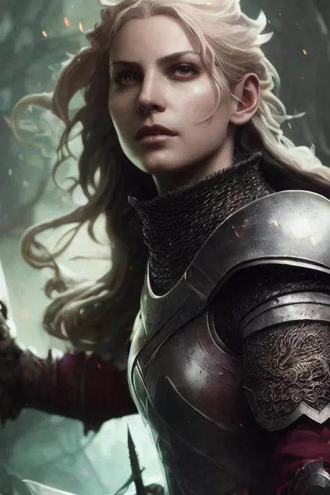 close-up head, facing camera, realistic digital painting portrait of a gothic female inquisitor, (stright long hair:1.1),
(Dungeon and Dragon:1.3), magical dark and green forest, padded black armor, mace, shield , (abstract background:1.2), (light particle:1.1), (very detailed skin:1.2), (game concept:1.3), (elden
ring style:1.3), (arcane style:0.8), (depth of field:1.3), global illumination, art by hoang lap and fuji choko and artgerm
and greg rutkowski and viktoria gavrilenko