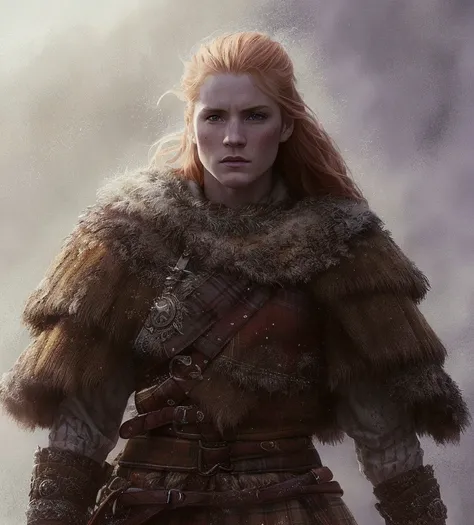 Style-Kilt, mdjrny-v4 style, Realistic role-playing face portrait painting of a beautiful rpg champion, sweat, viking, tough, dirty face, pastel color, intricate details, fantasy, universe, intricate magical embroidery, very detail hair, very detail eyes, intense face, [elden ring|d &amp;amp; d] rpg portrait, octane render, cinematic lighting, (soft shadow:1.2), close up, depth of field