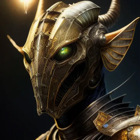(realistic:1.3), poster,intricate details,painting \(artwork\), ((masterpiece,best quality)), ((cinematic light)), mantis,hybrid,hyperealistic,  scary, dark fantasy  \(style\), detailed armor, detailed helmet