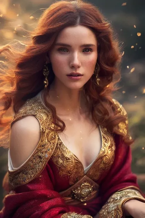 (Award Winning Digital Artwork:1.3) of (Ultra detailed:1.3) full figure, slow motion, a woman, red head, sittin in stone, wizard, red and gold robe, rtx, octane <lora:AnnaLynn:0.8>,(by Artist WLOP:1.3),CGSociety,ArtStation,(close portrait:1.3),(Feminine:1.4),(beautiful:1.4),(attractive:1.3),handsome,calendar pose,perfectly detailed eyes,studio lighting,thematic background