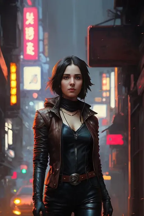 (Professional 3D rendering:1.3) of (Graphic novel:1.3) full body shot photo of the most beautiful artwork in the world featuring a modern female (rogue thief:1.1) wearing multiple layer (leather armor:1.1), sexy, big eyes, urban Tokyo futuristic look, neon lights, night, slow motion, reflections, orange raincoat, intricate detail, nostalgia, high boots, heart professional majestic oil painting by Ed Binkley, Atey Ghailan, Studio Ghibli, by Jeremy Mann, Gregory Manchess, Antonio Moro, trending on ArtStation, trending on CGSociety, Intricate, High Detail, Sharp focus, dramatic, photorealistic painting art by midjourney and greg rutkowski,CGSociety,ArtStation