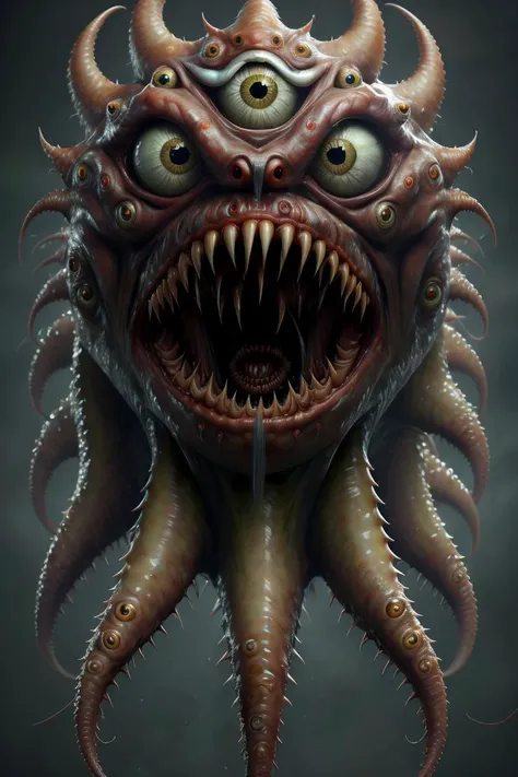 high quality, masterpiece,
((giant)), monster, huge mouth, sharp teeth,
ManyEyedHorrorAI parasite, <lora:ManyEyedHorrorAI-000011:0.6> fantz monster design, <lora:funnyCreatures_v1:0.6>