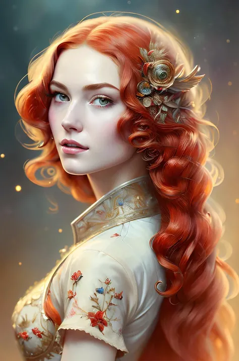 (best quality, masterpiece:1.3),
A highly detailed scifi illustration,
portrait, (detailed facial features), 1girl, red hair,
intricate detailed background,
dreamy, drawing, trending on artstation, UHD, (((by Laurel D Austin))):1.8, atmosphere, luminosity, front lighting