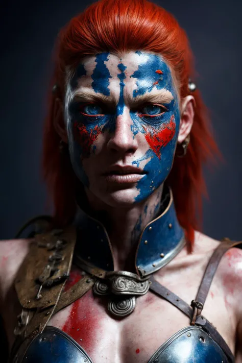 <lora:add_detail:1>, abstract dream, upper body, female warrior, multilayered leather armor, bloodied, battle scars, highly detailed, blue eyes, long red hair, freckles, intricate, 4k HDR, octane render, insane detail, sharp focus, depth of field, realistic lighting, wide angle