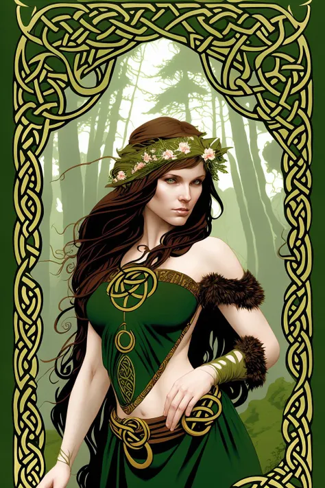 1 beautiful female druid,  long hair, animals, forest 
fantasy, celtic
(adam hughes)
(masterpiece, best quality)