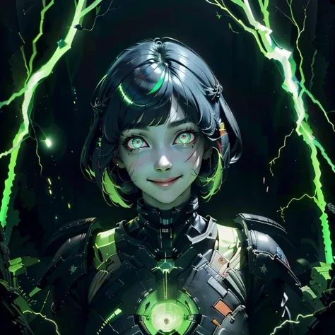 ((masterpiece,best quality)),
<lora:Necron_Architecture:0.7>,
Necron_Architecture, (scifi, excessive energy, scholar , scroll, 1girl,long hair, smile ,closed mouth, bob cut, ,colored glowing hair ,glowing eyes,:1.2),
electricity, green glow, green theme,