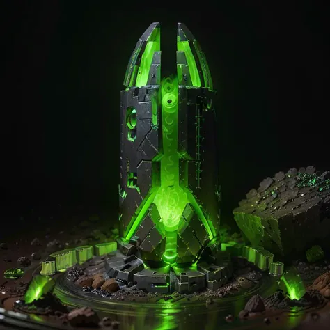((masterpiece,best quality)),
<lora:Necron_Architecture:0.8>,
Necron_Architecture, (battery, cylinder,:1.3),
electricity, green glow, science fiction, scenery, scifi, space, still life,
cave, green crystals, gem stone,
simple background, black background, green theme,
