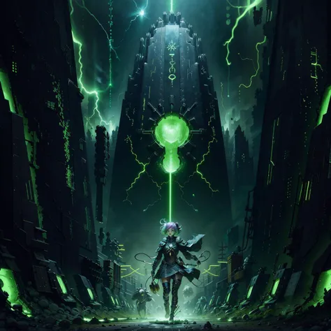 ((masterpiece,best quality)),
<lora:Necron_Architecture:0.7>,
Necron_Architecture, ,scifi, blackhole, excessive energy, monster girl, colored glowing hair , 1girl, short hair, tomboy, living weapon,
electricity, green glow, green theme,