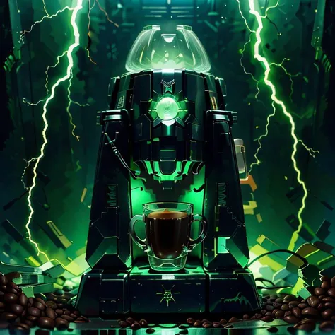 ((masterpiece,best quality)),
<lora:Necron_Architecture:0.7>,
Necron_Architecture, (scifi, excessive energy, coffee machine:1.2),
electricity, green glow, green theme,