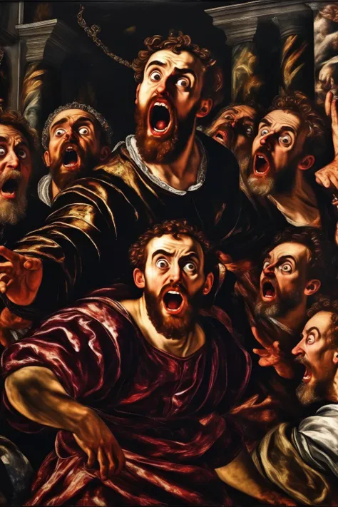 <lora:Tintoretto Style:1>Tintoretto Style - Tintoretto painting of a YouTube reaction video