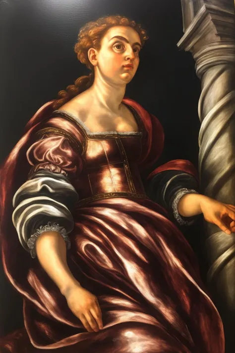 Masterpiece, Best Quality, young Lena / Michelangelo&#39;s Lady, (In the style of Caravaggio) late renaissance , 独奏, Long hair, looking a viewer, blusher, Smile, negative space, (bioluminescense:1.2), darkness, Dark background, long sleeves, Dress, bare shoulders, Average Breasts,, extra very long hair, wide sleeves, cape, whitedress, circlet