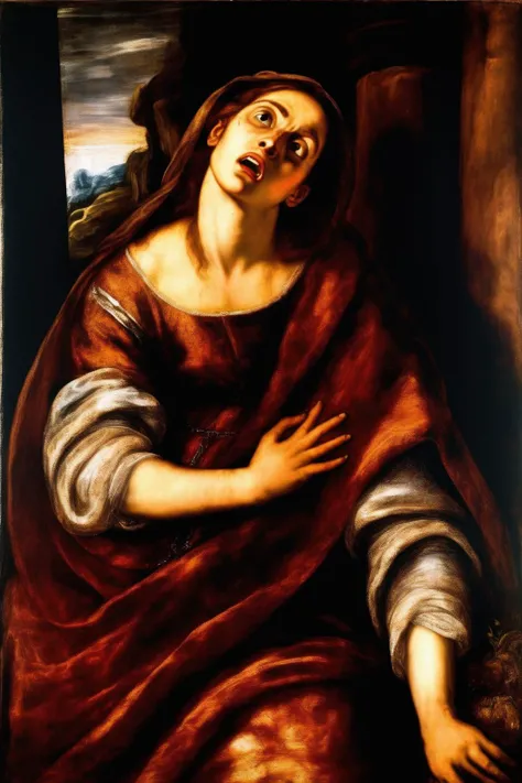 <lora:Tintoretto Style:1>Tintoretto Style - Penitent Mary Magdalene. Titian paint