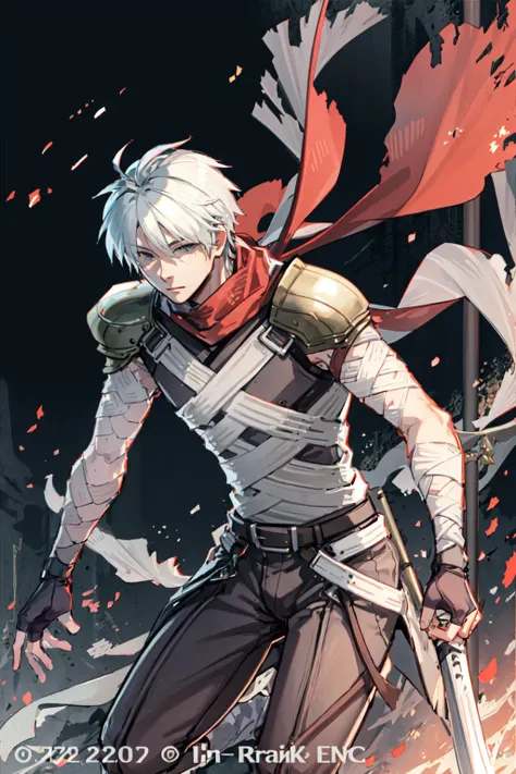 (1boy, solo), <lora:assassin-ro:0.8>, shoulder armor, gloves, armor, ninja mask:1, pauldrons, bandages, fingerless gloves, skin tight, assassin-ro, ragnarok online:1, <lora:age_slider_v2:1.7>, mature male, scarf, dynamic pose