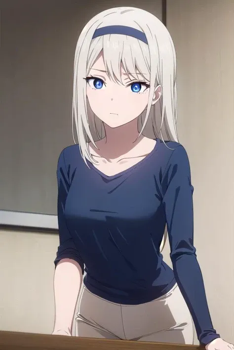 keishirogane, <lora:kei shirogane s3-lora-nochekaiser:1>,
kei shirogane, long hair, blonde hair, blue eyes, white hair, hairband,
BREAK shirt, long sleeves, blue shirt, pants, yellow pants, collarbone,
BREAK indoors, classroom,
BREAK looking at viewer, (cowboy shot:1.5),
BREAK <lyco:GoodHands-beta2:1>, (masterpiece:1.2), best quality, high resolution, unity 8k wallpaper, (illustration:0.8), (beautiful detailed eyes:1.6), extremely detailed face, perfect lighting, extremely detailed CG, (perfect hands, perfect anatomy),