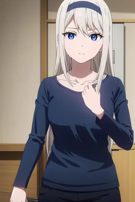 keishirogane, <lora:kei shirogane s3-lora-nochekaiser:1>,
kei shirogane, long hair, blonde hair, blue eyes, white hair, hairband,
BREAK shirt, long sleeves, blue shirt, pants, yellow pants, collarbone,
BREAK indoors, classroom,
BREAK looking at viewer, (cowboy shot:1.5),
BREAK <lyco:GoodHands-beta2:1>, (masterpiece:1.2), best quality, high resolution, unity 8k wallpaper, (illustration:0.8), (beautiful detailed eyes:1.6), extremely detailed face, perfect lighting, extremely detailed CG, (perfect hands, perfect anatomy),