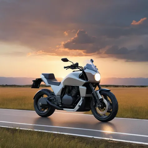 sci-fi motorcycle on a country road, at sunset
<lora:muji_v1.1_XL:0.8>, By MUJI