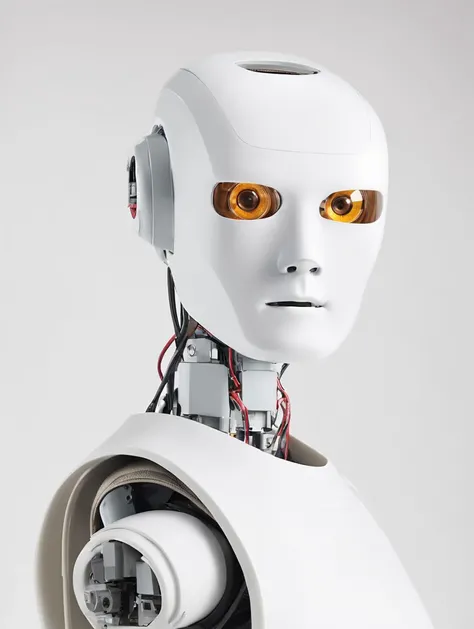 magazine cover, commercial photography, By MUJI <lora:muji_v1.0_XL:1>
a robot, half body shot, studio light