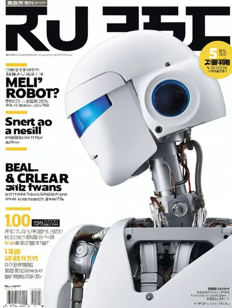 magazine cover, commercial photography, By MUJI <lora:muji_v1.1_XL:0.8>
a robot, half body shot, studio light