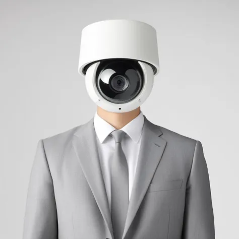 CCTV on head, man  ,Suit
<lora:muji_v1.1_XL:0.8>, By MUJI