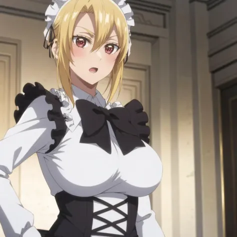 (Best Quality, Masterpiece),sexy, erotic, 1girl, 18 years old, Contempt, pride, long hair, ((blue eyes)), looking at viewer, looking at viewer, warm light, ((big breasts)), ((ashamed)), (((blushing))), (((sexy))), cum, bedroom, ((panties)), (cleavage), (((short skirt))), (((panties))), bed, (((maid outfit))), ((big boobs)), (((thick thighs))), crouching, ((spreading legs))