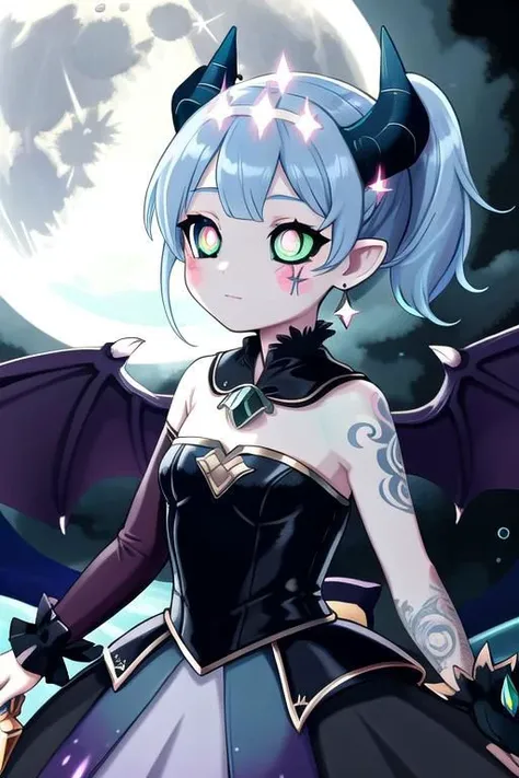 CorruptA, CorruptA, Rnatin, professional image of a cute woman, (frilly elegant glossy dark holographic dress, moon brooch, moon earrings, moon accessories:1.2),
(dragon horns, dragon tail:1.1), (short hair, side ponytail, hair above cheeks, light blue hair with light pink hairtips, gradient hair, multicolored hair:1.2), red eyes, (small breasts, cute face, innocent, shy, pointy ears:1.1), (sparkles, sparkling clothes, sparkles near eyes:1.1),
(intricate aquatic background, underwater, ocean, small fishes, surrounded by exotic fish), 
(pubic tattoo, symbol-shaped pupils, corruption, mind control:1.3),
(blue skin, black sclera, colored sclera, colored skin, yellow eyes, demon wings, demon horns, slit pupils:1.2),
(glowing, glowing eyes, green eyes:1.4),
(absurdres, incredibly absurdres, huge filesize, extremely detailed, High quality texture, physically-based rendering, Ray tracing, octane render, sharp focus, (8k), (4k), (Masterpiece), (Best Quality), extremely detailed, intricate, hyper detailed, illustration, soft lighting, high resolution, sharp detail,)