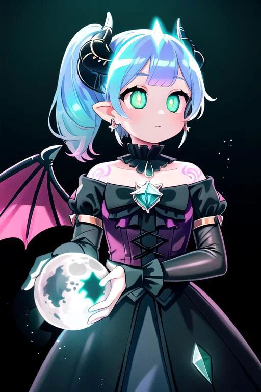 CorruptA, CorruptA, Rnatin, professional image of a cute woman, (frilly elegant glossy dark holographic dress, moon brooch, moon earrings, moon accessories:1.2),
(dragon horns, dragon tail:1.1), (short hair, side ponytail, hair above cheeks, light blue hair with light pink hairtips, gradient hair, multicolored hair:1.2), red eyes, (cute face, innocent, shy, pointy ears:1.1), (sparkles, sparkling clothes, sparkles near eyes:1.1),
(intricate aquatic background, underwater, ocean, small fishes, surrounded by exotic fish),
(pubic tattoo, symbol-shaped pupils, corruption, mind control:1.3),
(black sclera, colored sclera, colored skin, demon wings, demon horns, slit pupils:1.2),
(glowing, glowing eyes, green eyes:1.4),
(absurdres, incredibly absurdres, huge filesize, extremely detailed, High quality texture, physically-based rendering, Ray tracing, octane render, sharp focus, (8k), (4k), (Masterpiece), (Best Quality), extremely detailed, intricate, hyper detailed, illustration, soft lighting, high resolution, sharp detail,)