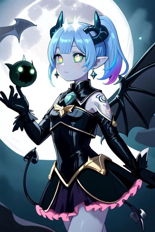 CorruptA, CorruptA, Rnatin, professional image of a cute woman, (frilly elegant glossy dark holographic dress, moon brooch, moon earrings, moon accessories:1.2),
(dragon horns, dragon tail:1.1), (short hair, side ponytail, hair above cheeks, light blue hair with light pink hairtips, gradient hair, multicolored hair:1.2), red eyes, (small breasts, cute face, innocent, shy, pointy ears:1.1), (sparkles, sparkling clothes, sparkles near eyes:1.1),
(intricate aquatic background, underwater, ocean, small fishes, surrounded by exotic fish),
(pubic tattoo, symbol-shaped pupils, corruption, mind control:1.3),
(blue skin, black sclera, colored sclera, colored skin, yellow eyes, demon wings, demon horns, slit pupils:1.2),
(glowing, glowing eyes, green eyes:1.4),
(absurdres, incredibly absurdres, huge filesize, extremely detailed, High quality texture, physically-based rendering, Ray tracing, octane render, sharp focus, (8k), (4k), (Masterpiece), (Best Quality), extremely detailed, intricate, hyper detailed, illustration, soft lighting, high resolution, sharp detail,)
