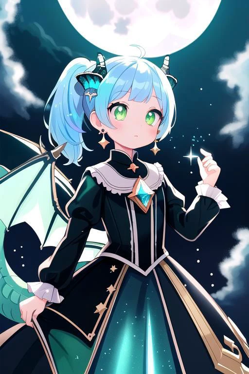 Rnatin, professional image of a cute woman, (frilly elegant glossy dark holographic dress, moon brooch, moon earrings, moon accessories:1.2),
(dragon horns, dragon tail:1.1), (short hair, side ponytail, hair above cheeks, light blue hair with light pink hairtips, gradient hair, multicolored hair:1.2), red eyes, (small breasts, cute face, innocent, shy, pointy ears:1.1), (sparkles, sparkling clothes, sparkles near eyes:1.1),
(intricate aquatic background, underwater, ocean, small fishes, surrounded by exotic fish),
(glowing, glowing eyes, green eyes:1.4),
(absurdres, incredibly absurdres, huge filesize, extremely detailed, High quality texture, physically-based rendering, Ray tracing, octane render, sharp focus, (8k), (4k), (Masterpiece), (Best Quality), extremely detailed, intricate, hyper detailed, illustration, soft lighting, high resolution, sharp detail,)