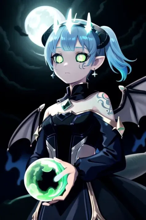 CorruptA, CorruptA, Rnatin, professional image of a cute woman, (frilly elegant glossy dark holographic dress, moon brooch, moon earrings, moon accessories:1.2),
(dragon horns, dragon tail:1.1), (short hair, side ponytail, hair above cheeks, light blue hair with light pink hairtips, gradient hair, multicolored hair:1.2), red eyes, (small breasts, cute face, innocent, shy, pointy ears:1.1), (sparkles, sparkling clothes, sparkles near eyes:1.1),
(intricate aquatic background, underwater, ocean, small fishes, surrounded by exotic fish), 
(pubic tattoo, symbol-shaped pupils, corruption, mind control:1.3),
(blue skin, black sclera, colored sclera, colored skin, yellow eyes, demon wings, demon horns, slit pupils:1.2),
(glowing, glowing eyes, green eyes:1.4),
(absurdres, incredibly absurdres, huge filesize, extremely detailed, High quality texture, physically-based rendering, Ray tracing, octane render, sharp focus, (8k), (4k), (Masterpiece), (Best Quality), extremely detailed, intricate, hyper detailed, illustration, soft lighting, high resolution, sharp detail,)